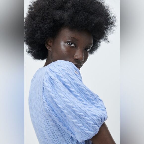 ZARA EMBROIDERED FLORAL CABLE KNIT TOP - Picture 9 of 13